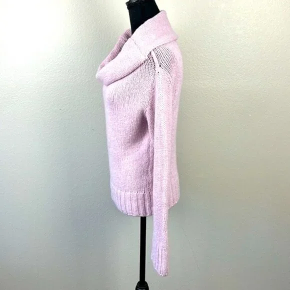 Anthropologie Cashmere Wool Sweater Cowl Neck Oversize Pastel Lilac Turtleneck S - Picture 5 of 9